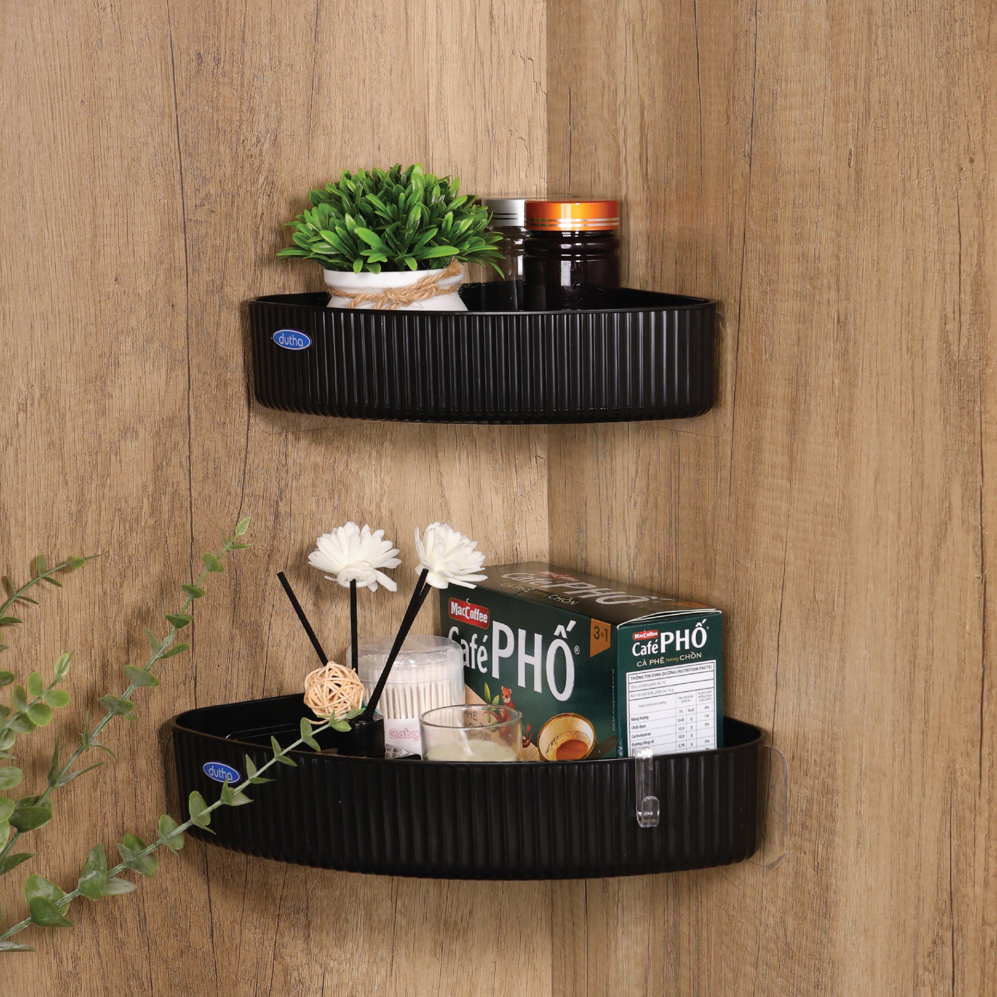 BỘ 2 KỆ GÓC TREO SỌC