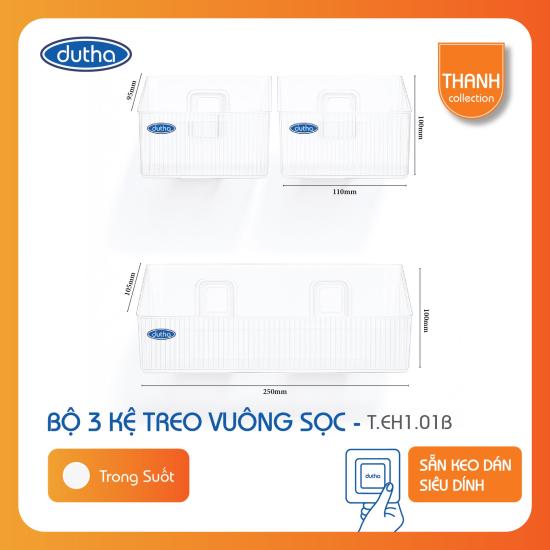 Bộ 3 Kệ Treo Vuông Sọc Trong Suốt