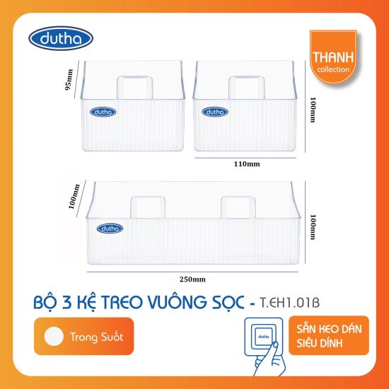 Bộ 3 Kệ Treo Vuông Sọc Trong Suốt